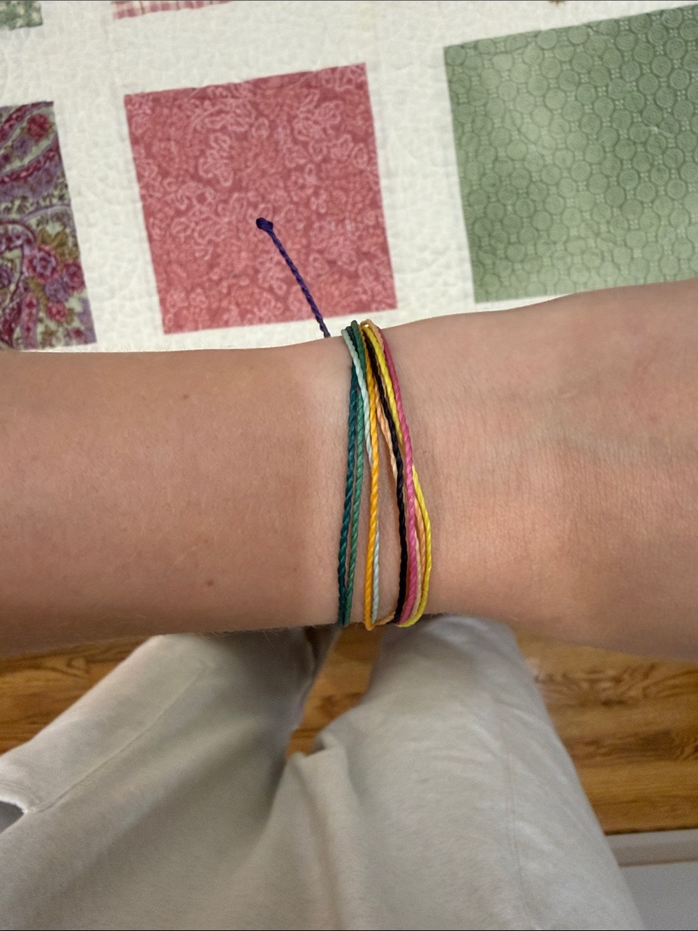4 Pura Vida Mixed Color String Bracelet Set - Black, Turquoise, Pink, Yellow